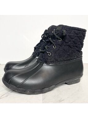 Sperry Saltwater Waterproof Duck Black Boot 8 1/2 W